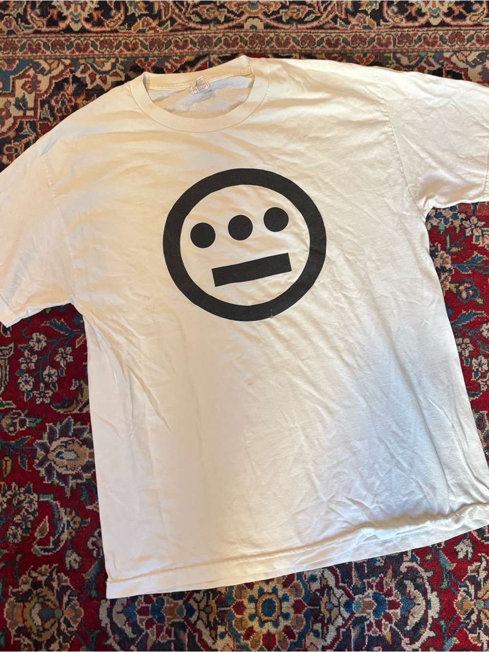 Vintage Hieroglyphics Cream Short Sleeve Tee with Black Emblem